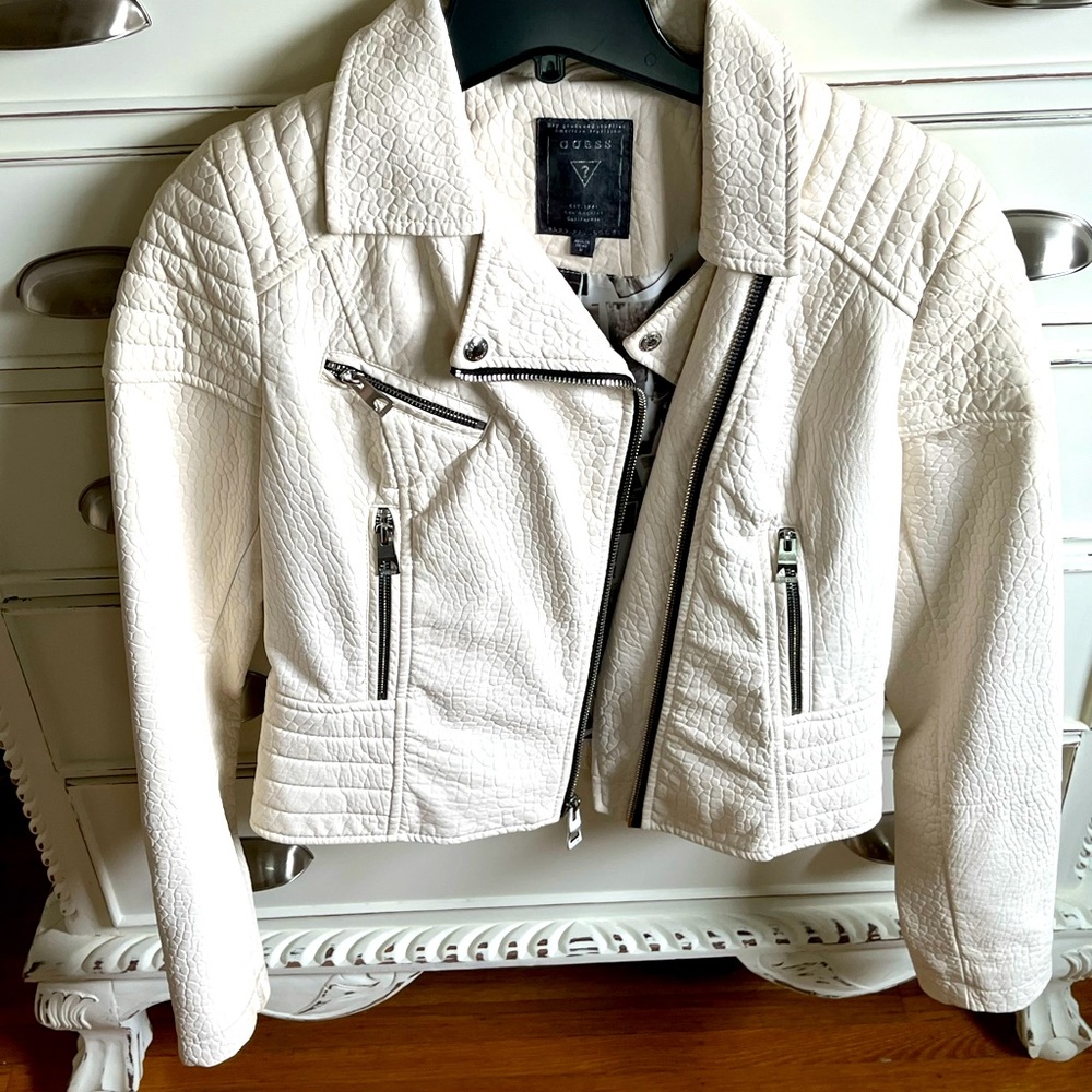 GUESS Pebbled Faux Leather Jacket